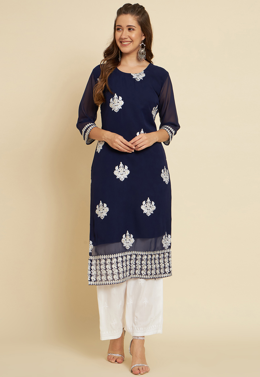 Navy Blue Georgette Kurti 265762