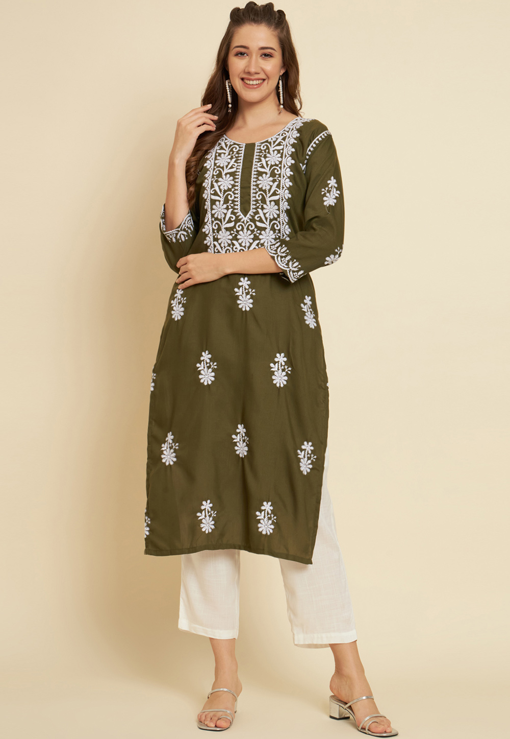 Mehndi Cotton Kurti 265765