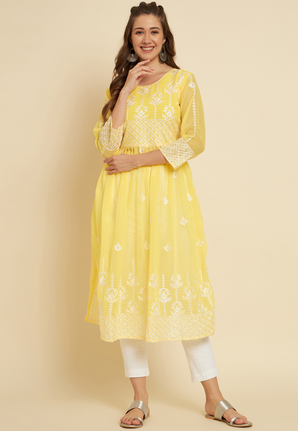 Yellow Georgette Kurti 265769