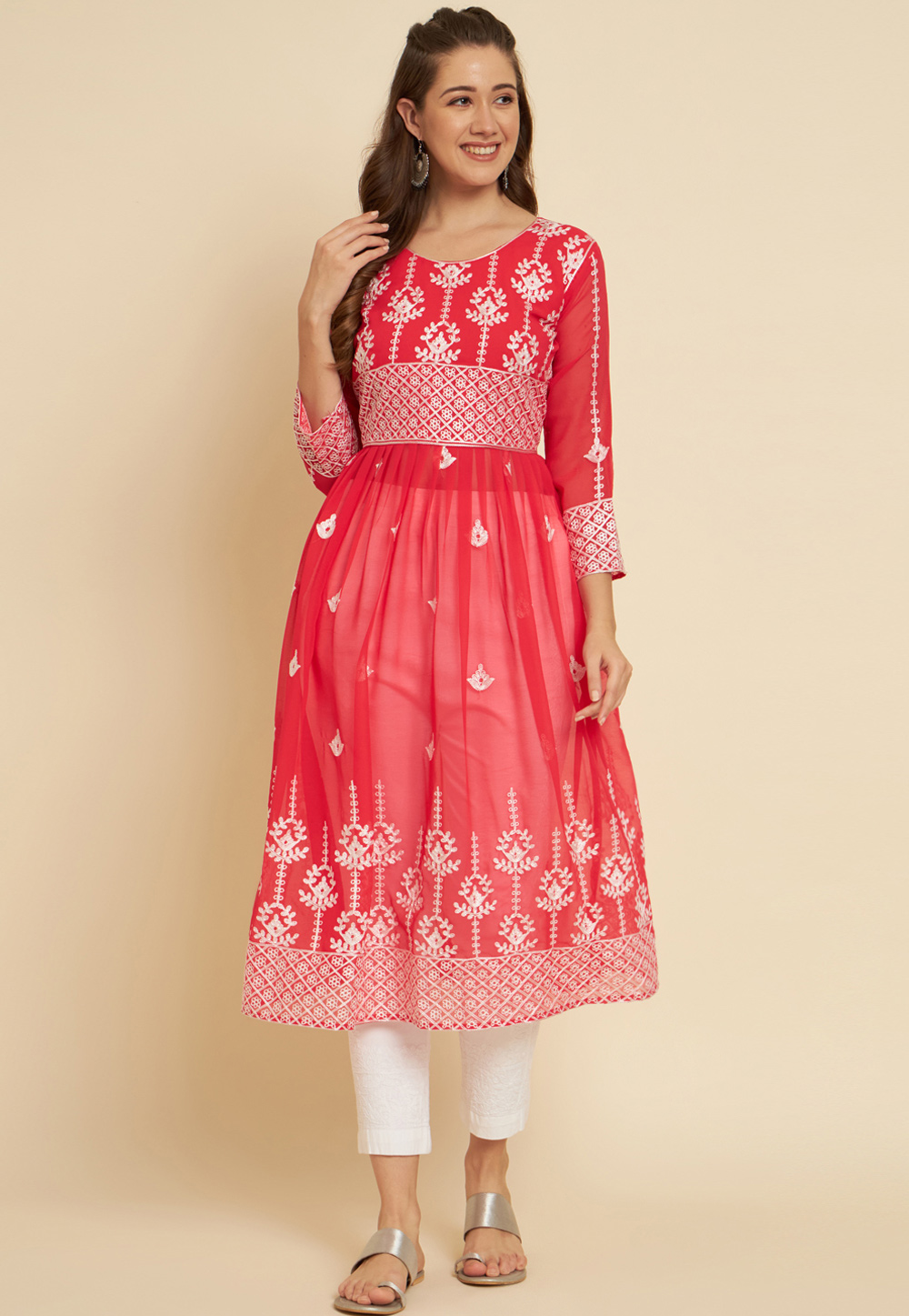 Red Georgette Kurti 265771