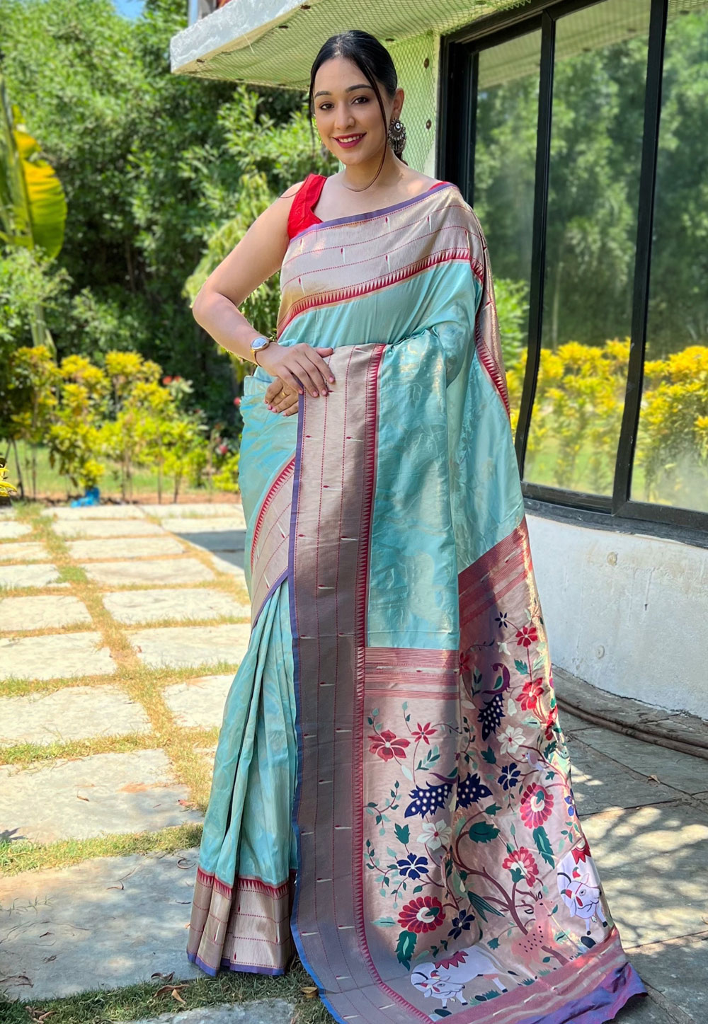 Sky Blue Soft Silk Saree With Blouse 266242