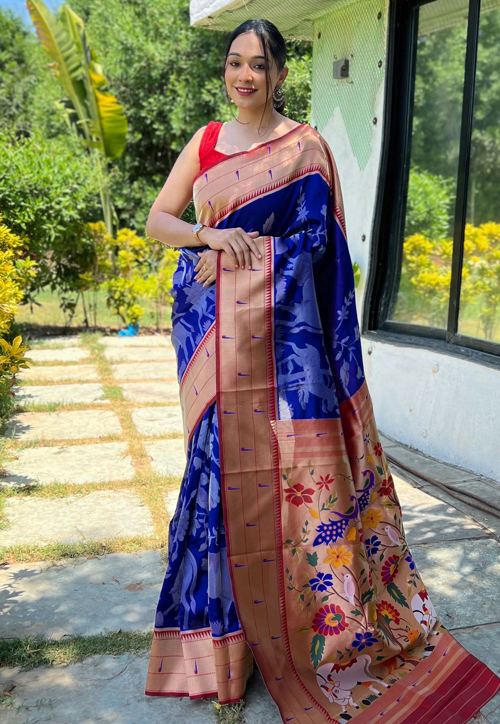 Blue Soft Silk Saree With Blouse 266248