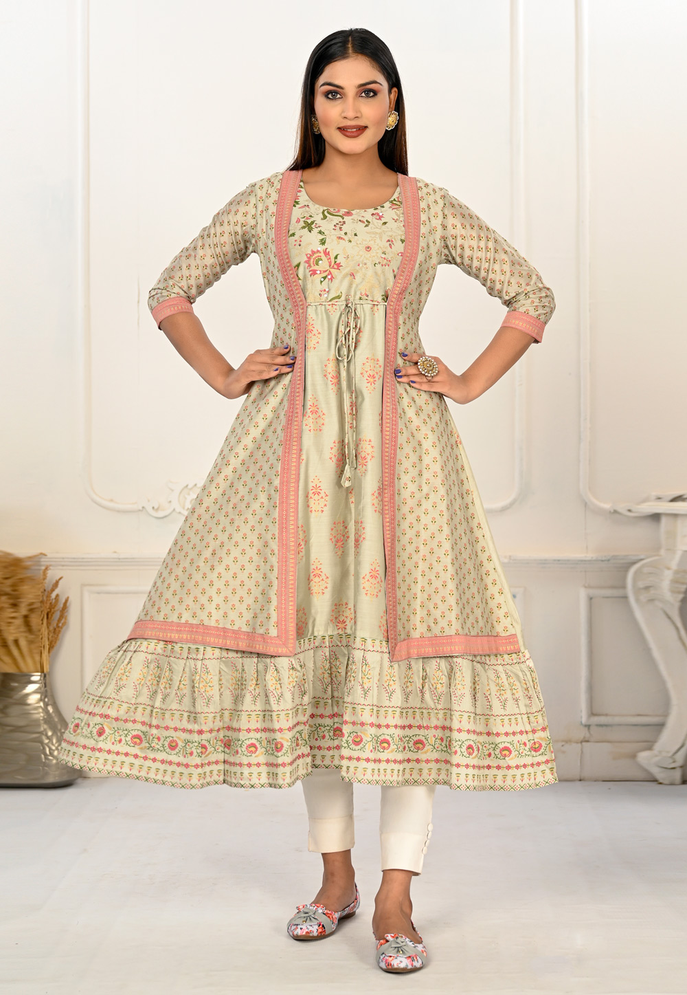 Beige Cotton Long Kurti 267225