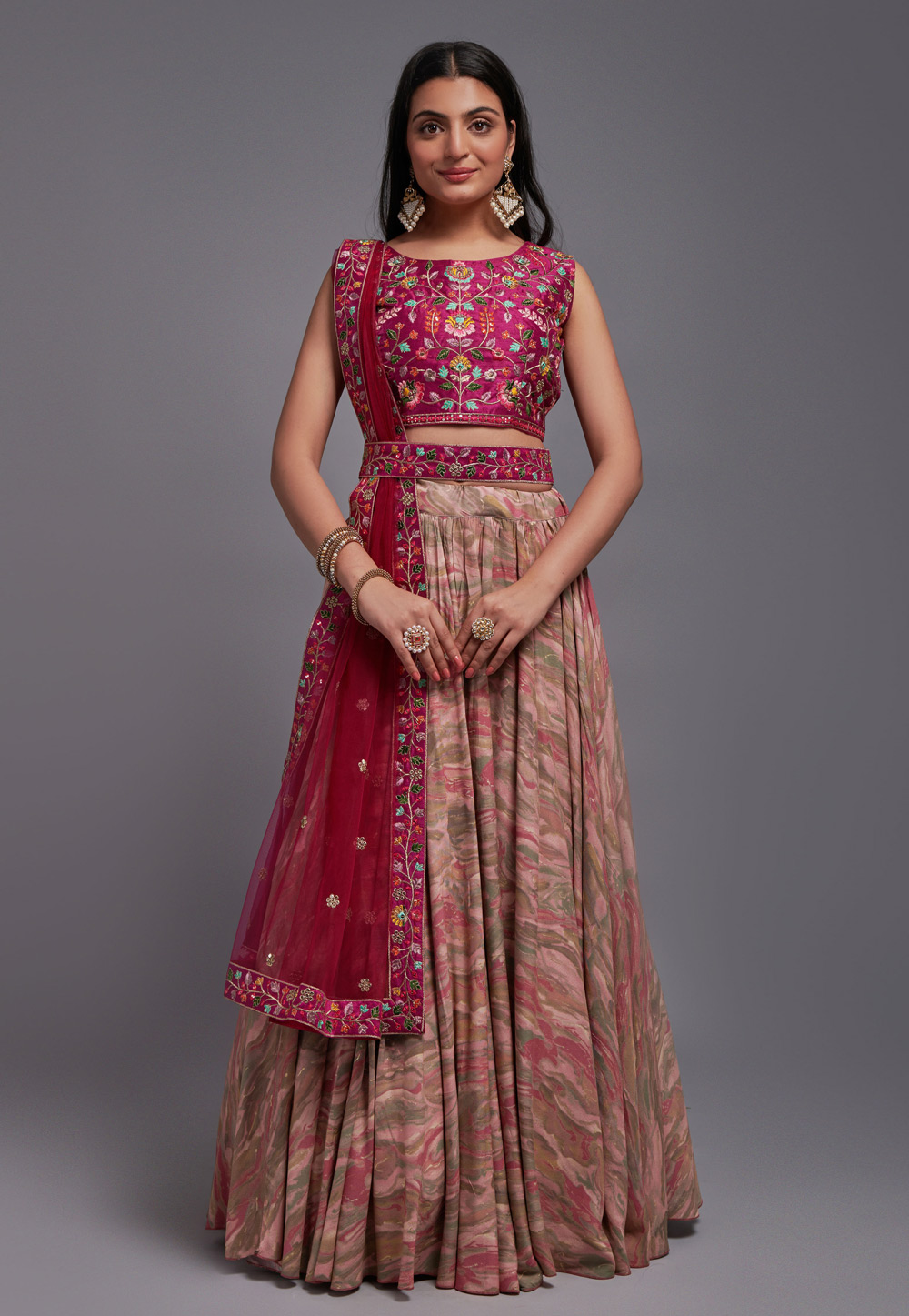 Pink Viscose Circular Lehenga Choli 268077