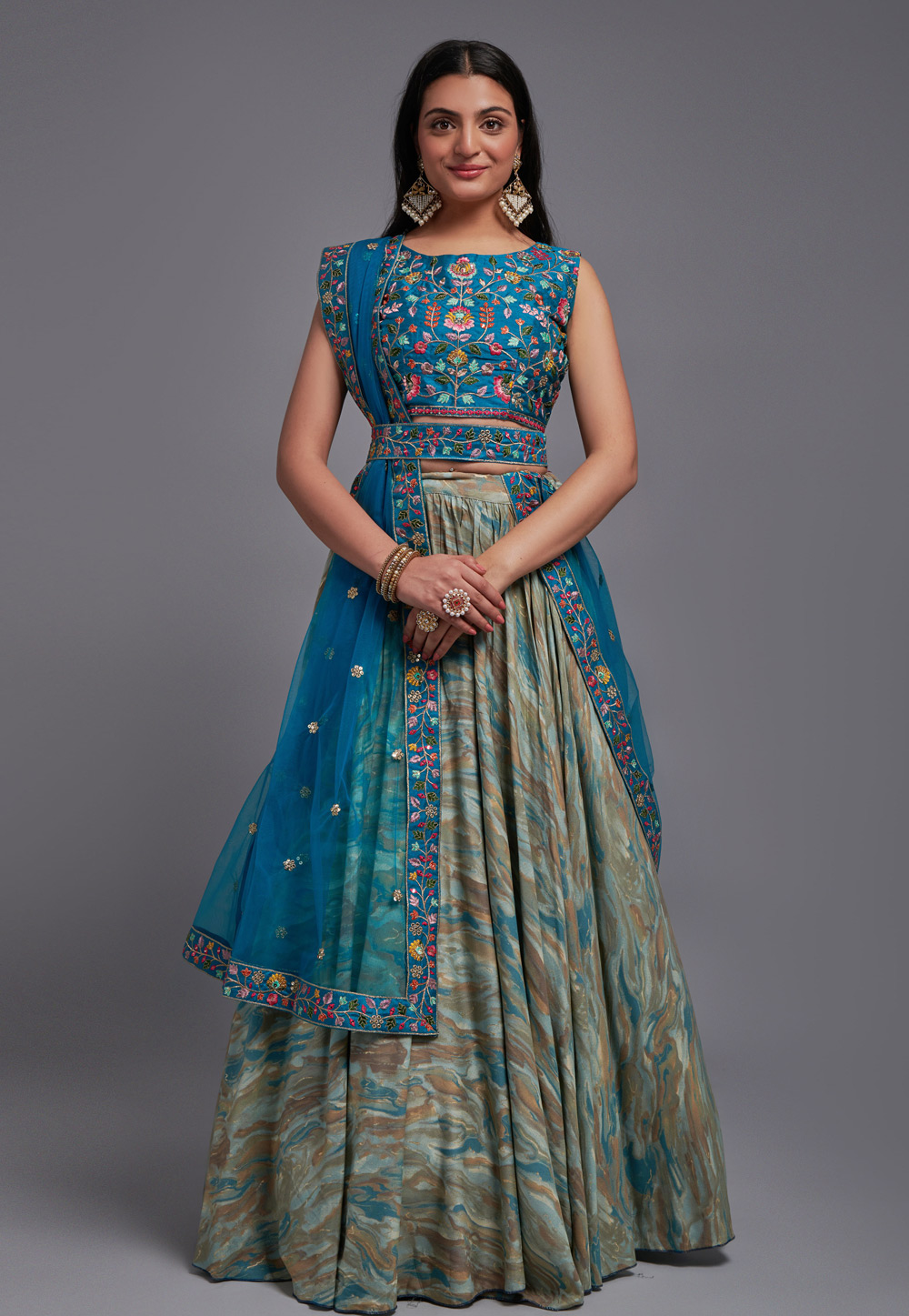 Pista Green Viscose Circular Lehenga Choli 268078