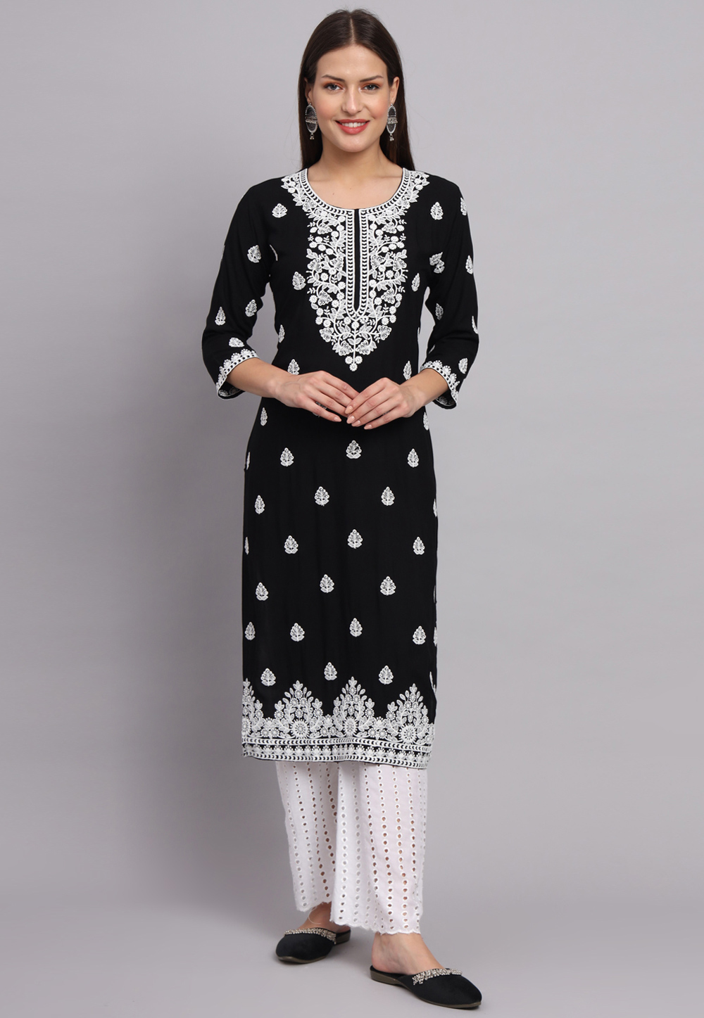 Black Rayon Long Kurti 268433