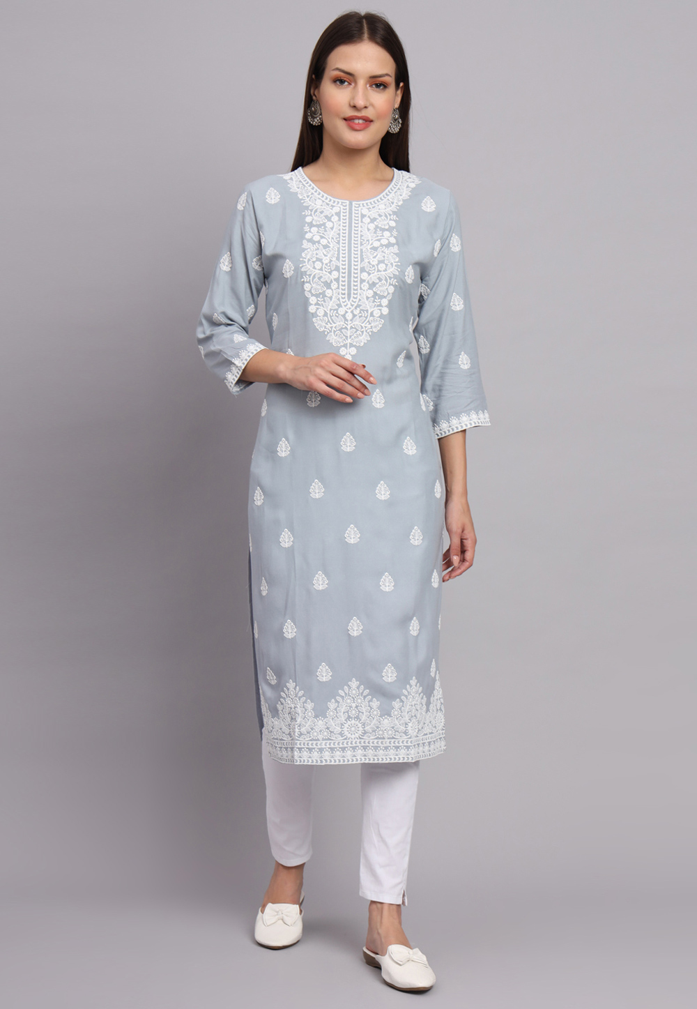 Grey Rayon Long Tunic 268434