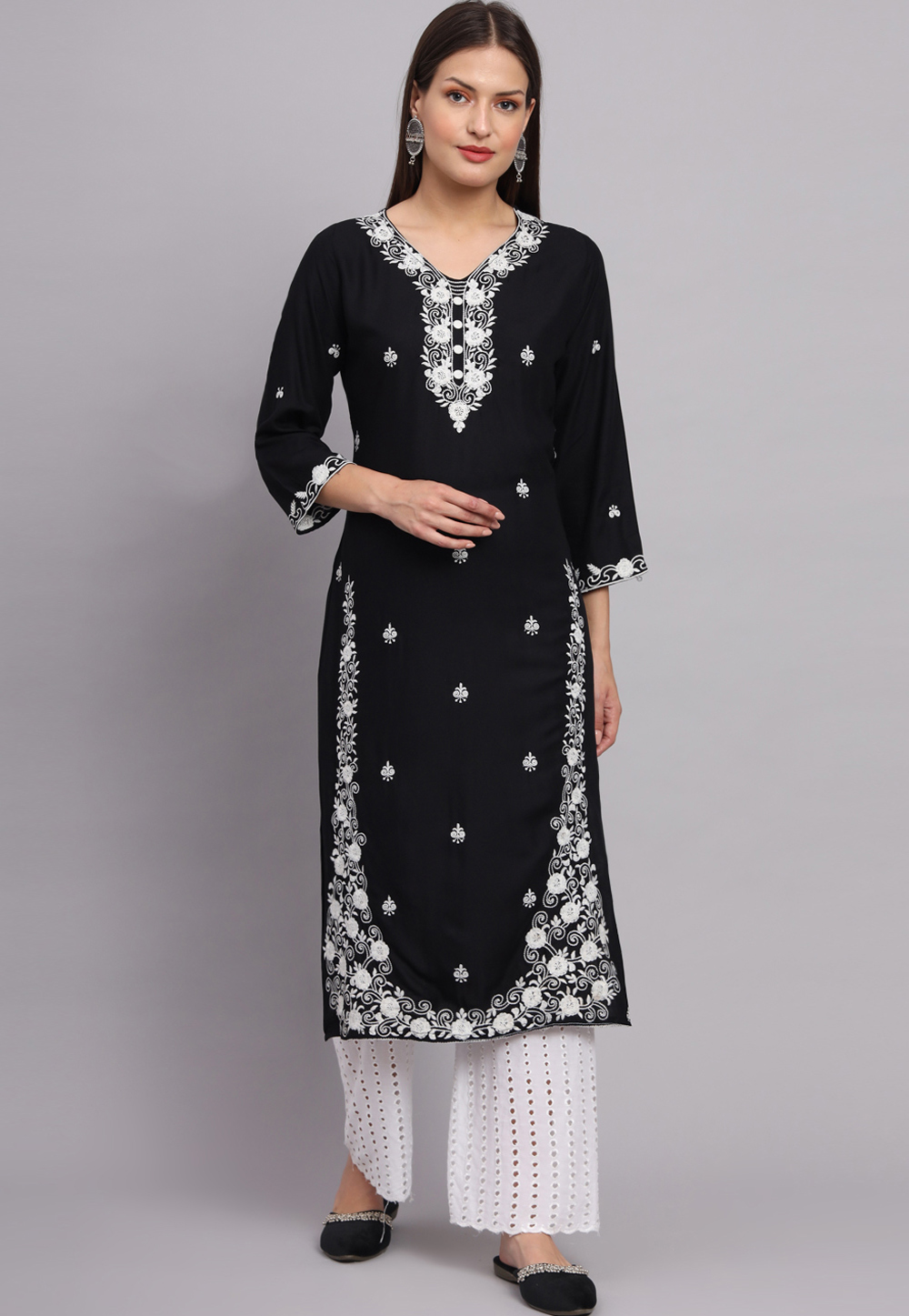 Black Rayon Long Tunic 268522
