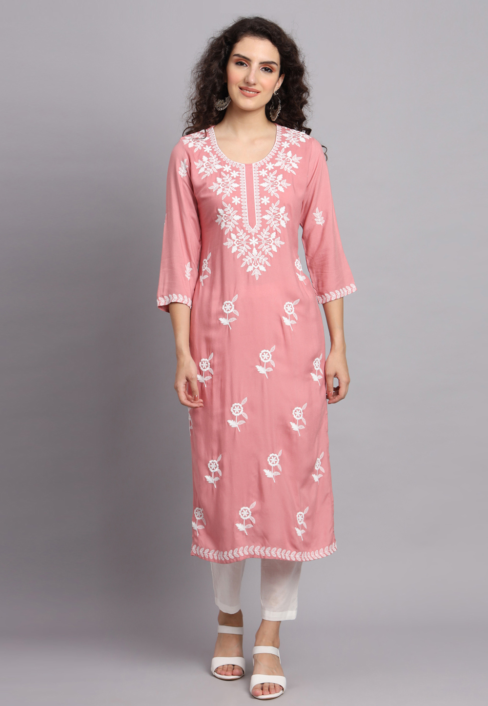 Pink Rayon Long Tunic 268524