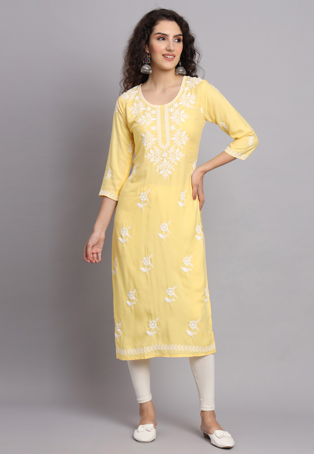 Yellow Rayon Long Tunic 268528