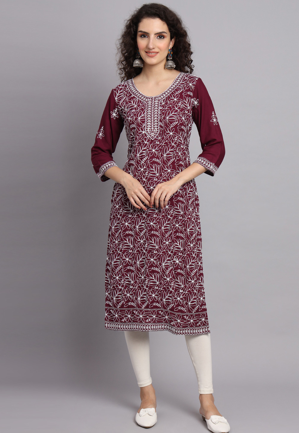 Wine Rayon Long Tunic 268635