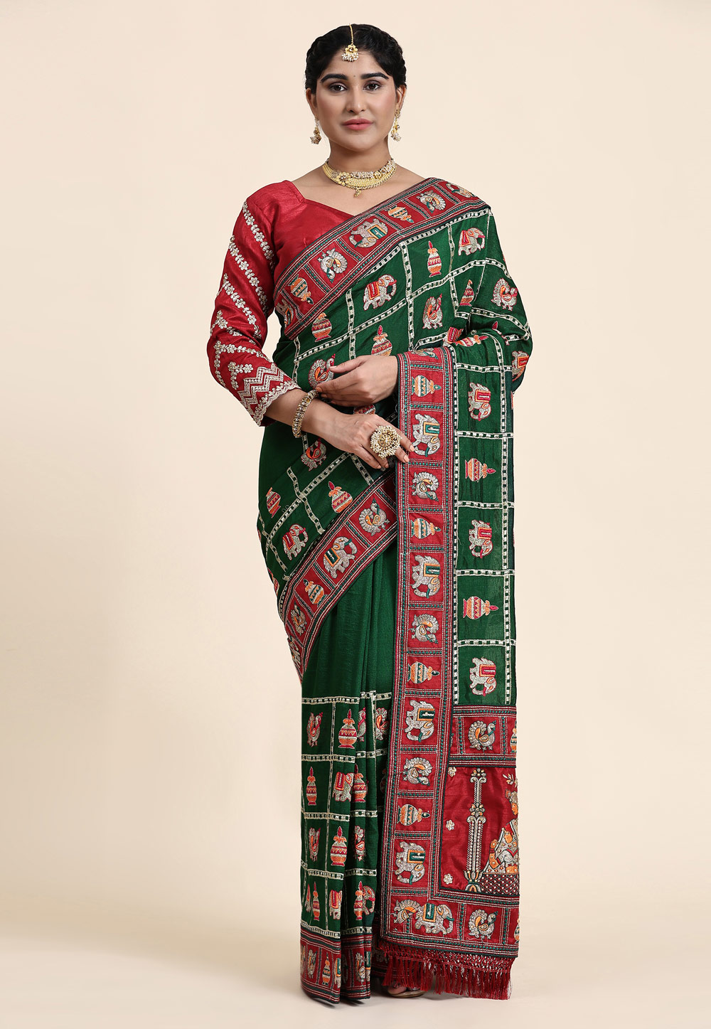 Green Silk Saree With Blouse 269086