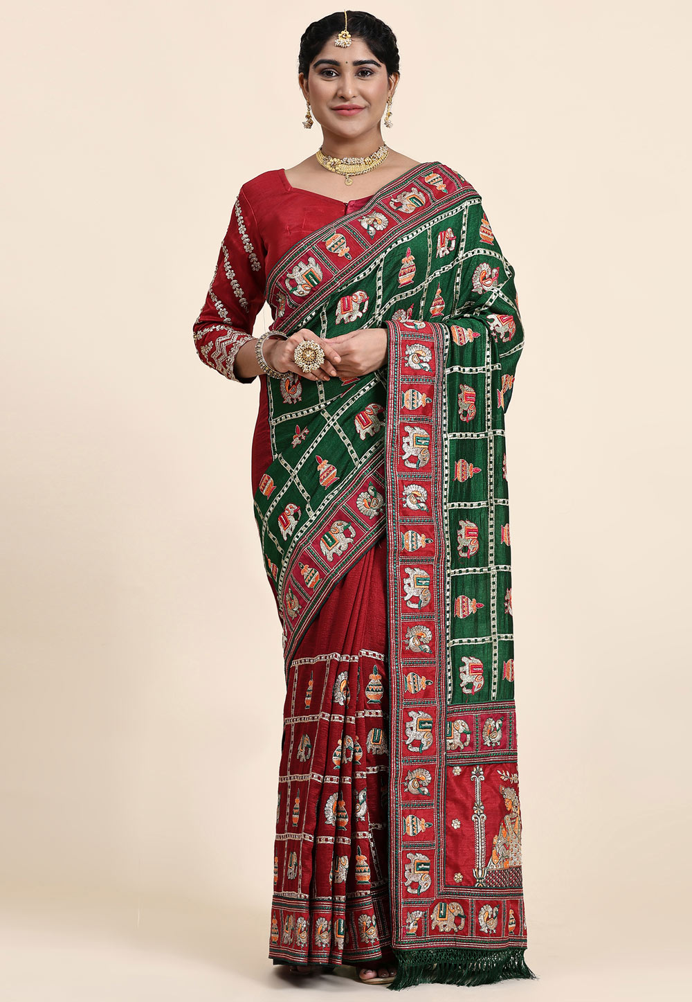 Maroon Silk Half N Half Saree 269088