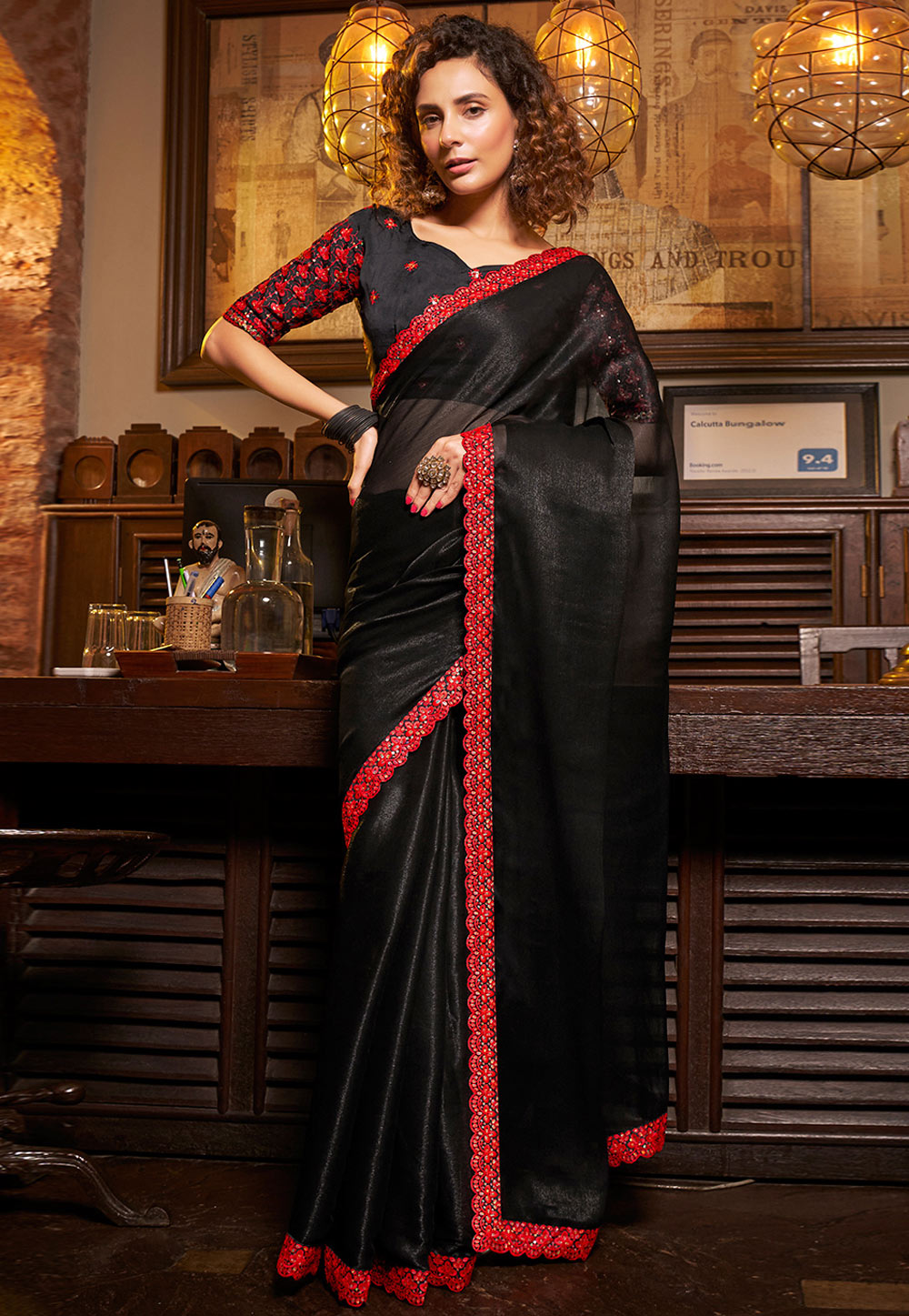 Black Chiffon Saree With Blouse 269085