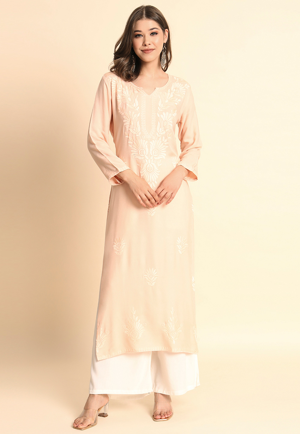 Cream Rayon Long Tunic 269134