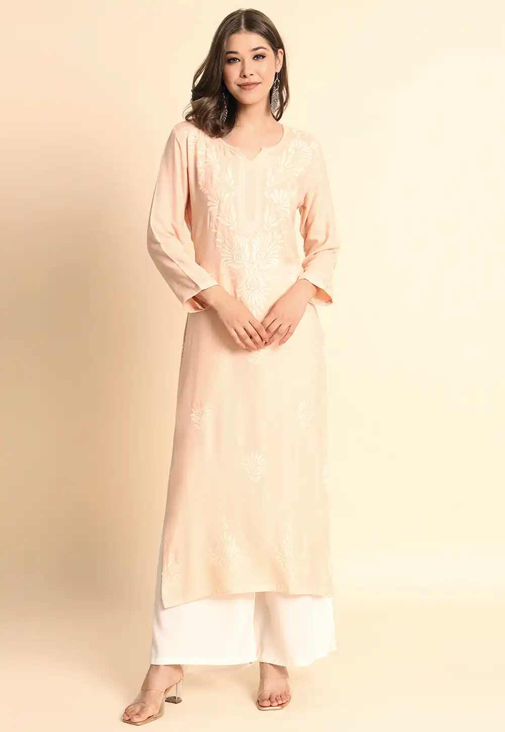 Cream Rayon Long Tunic 269134
