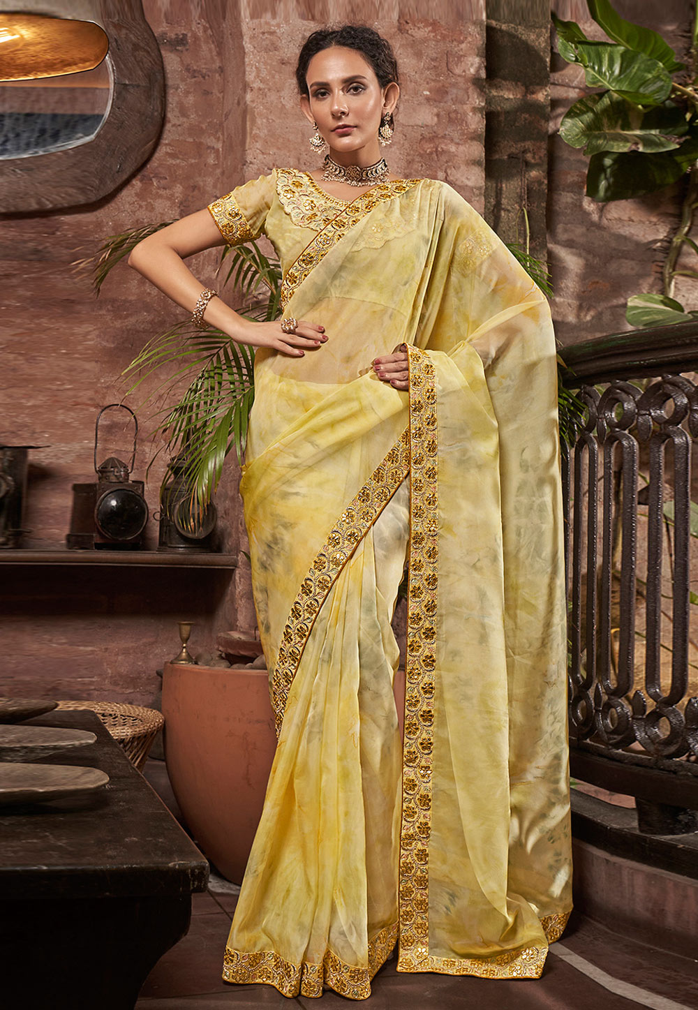 Yellow Organza Saree With Blouse 269765
