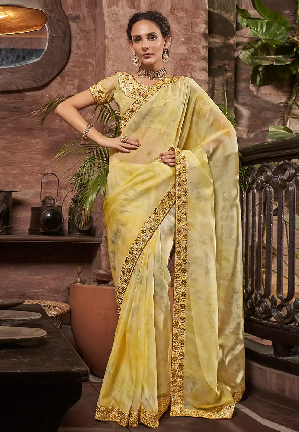 Yellow Organza Saree With Blouse 269765