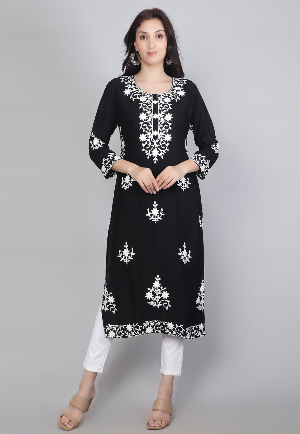 Black Rayon Long Kurti 269868
