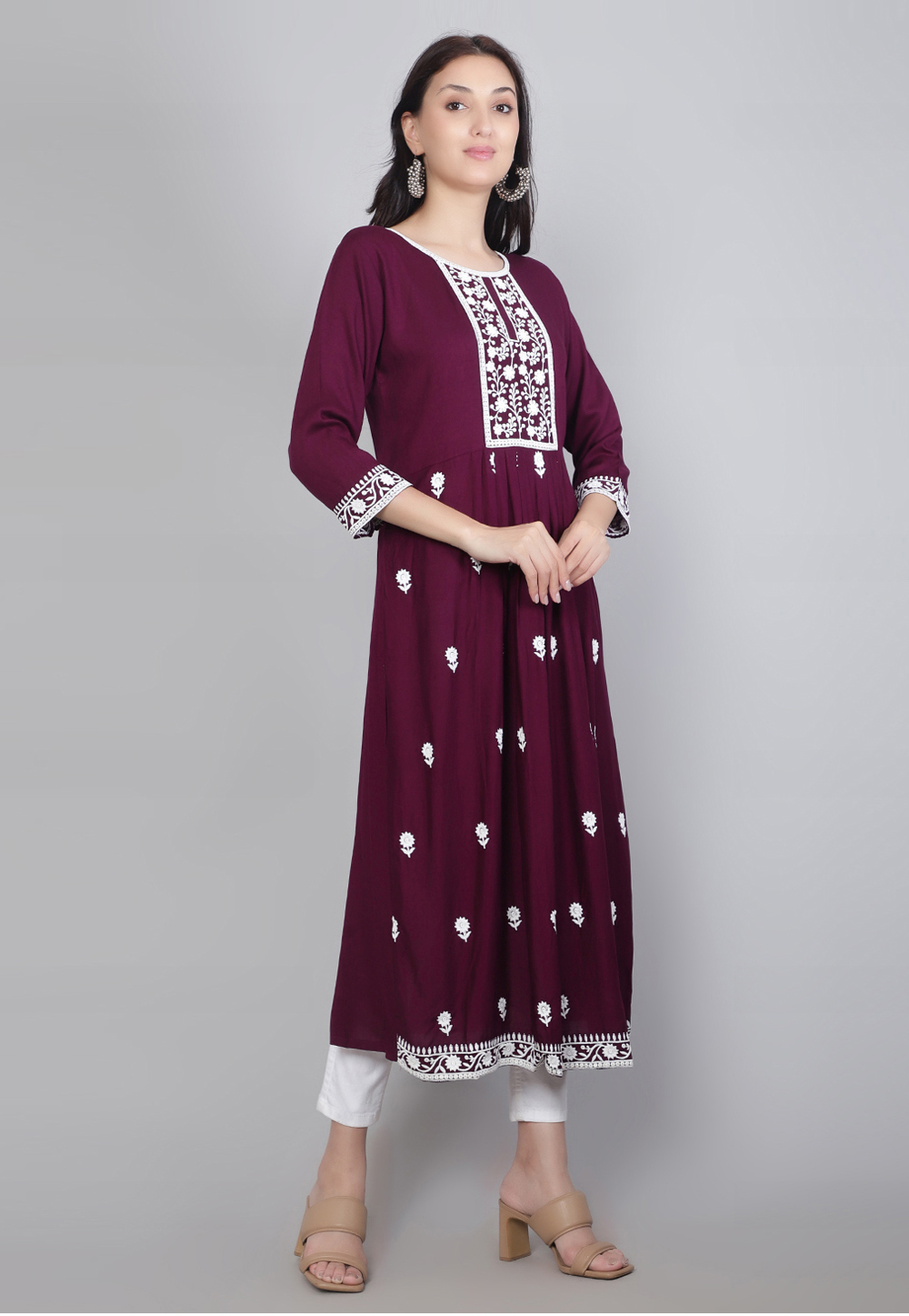 Wine Rayon Long Kurti 269987