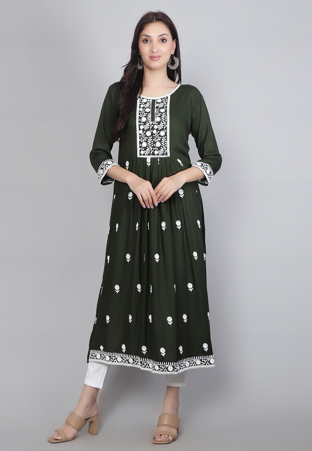Camo Green Rayon Long Tunic 269992