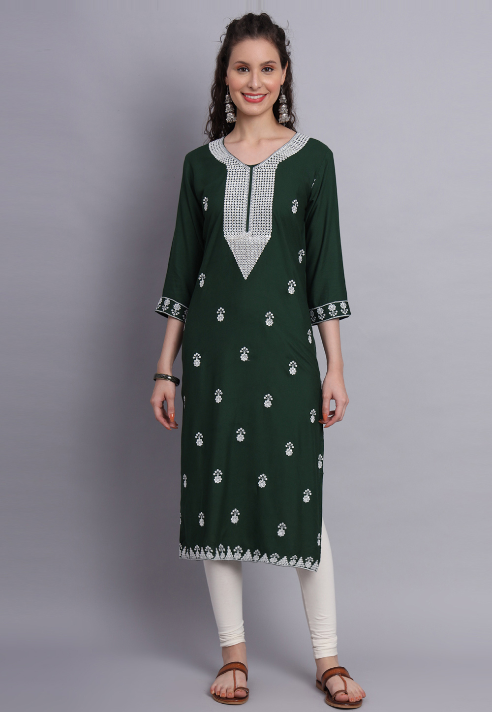 Green Rayon Long Tunic 269998