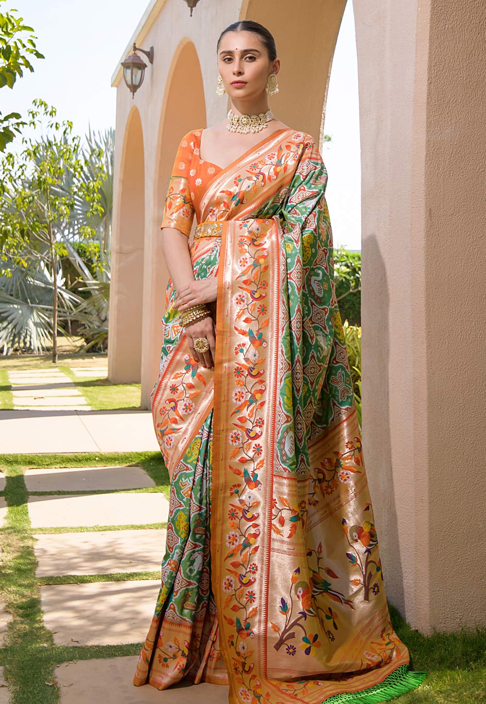 Green Silk Saree With Blouse 270269