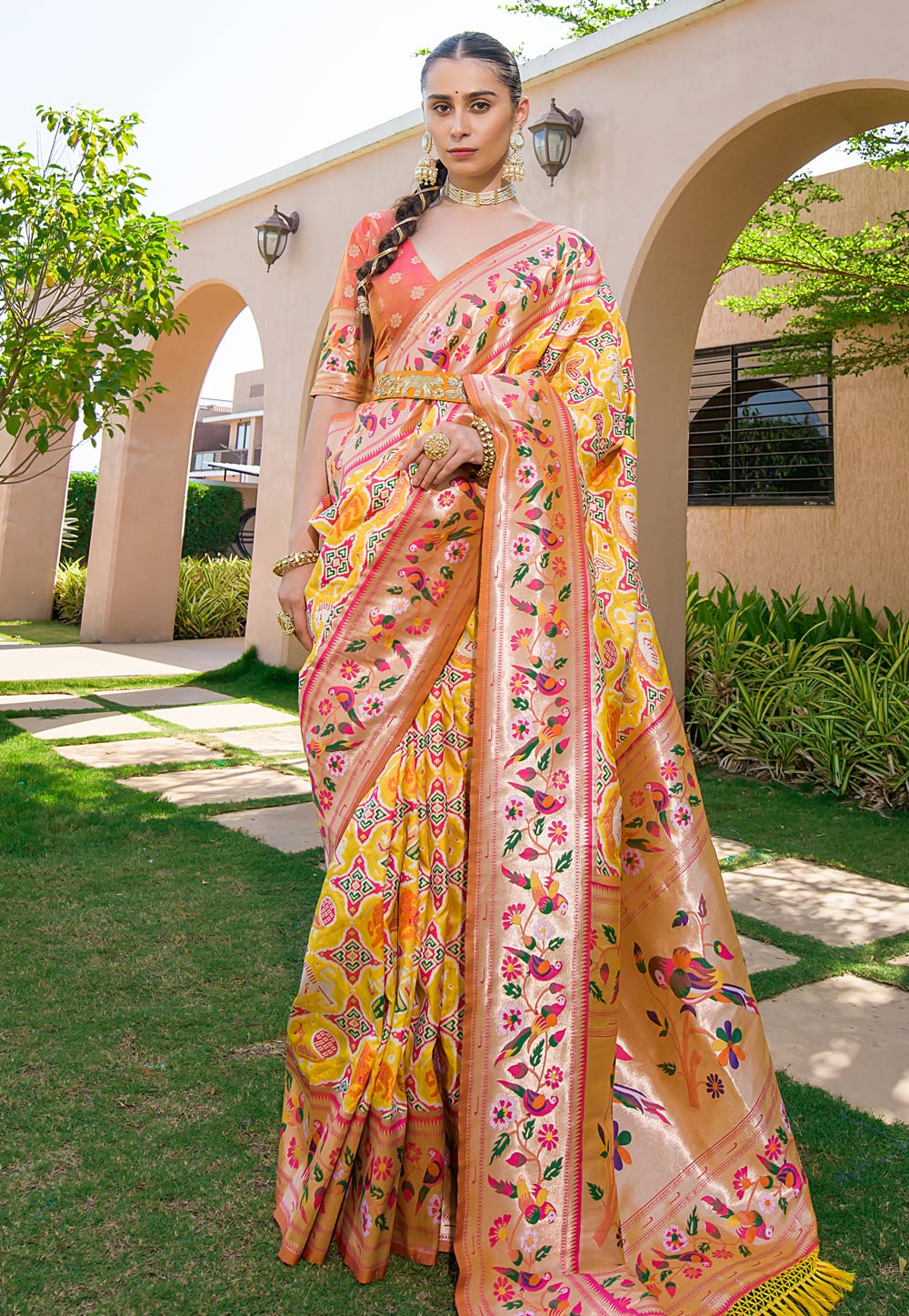 Yellow Silk Paithani Saree 270276