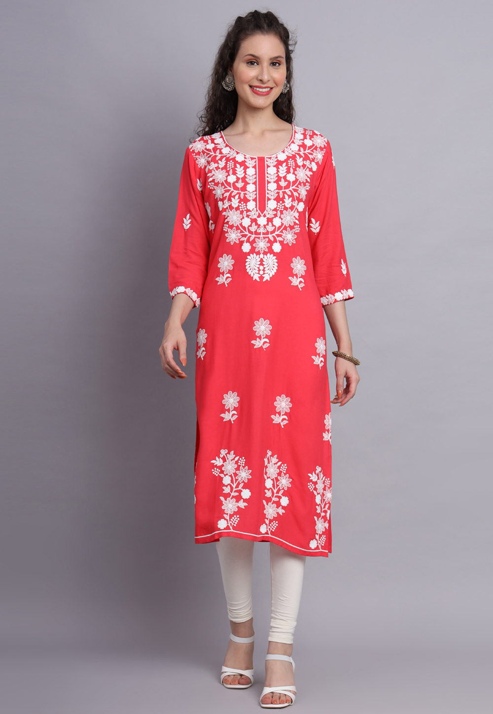 Pink Rayon Long Kurti 270140