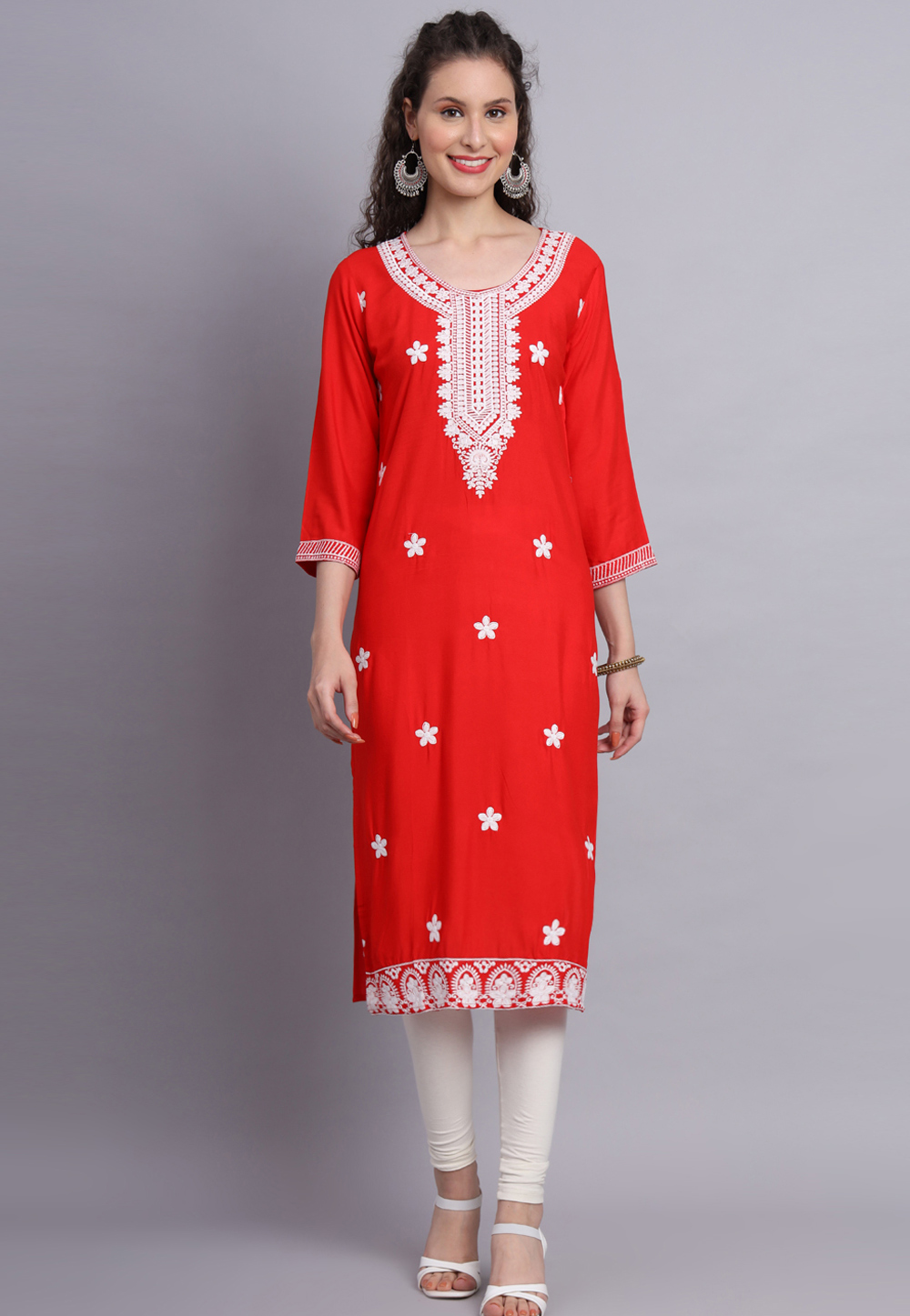 Red Rayon Long Tunic 270145