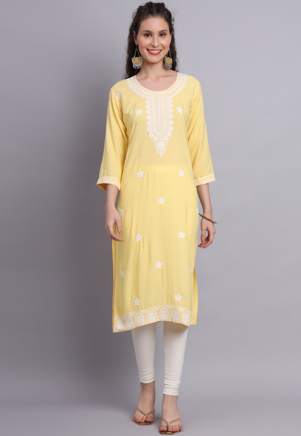 Yellow Rayon Long Kurti 270146