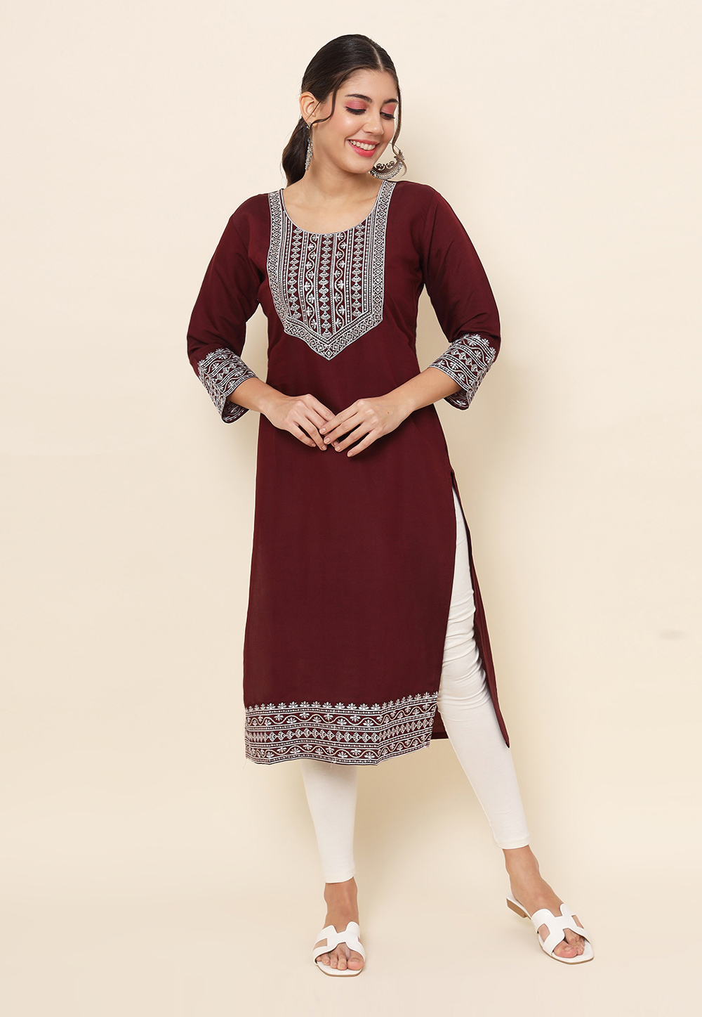 Maroon Cotton Long Tunic 273867