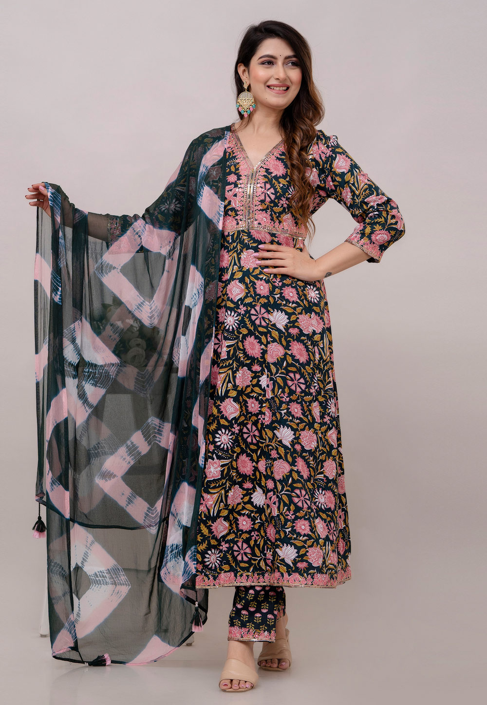 Green Rayon Readymade Pant Style Suit 276150