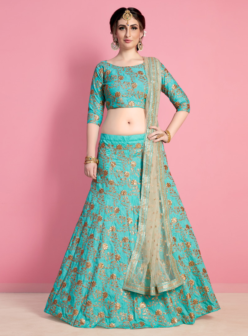Aqua Art Silk Lehenga Choli 135083