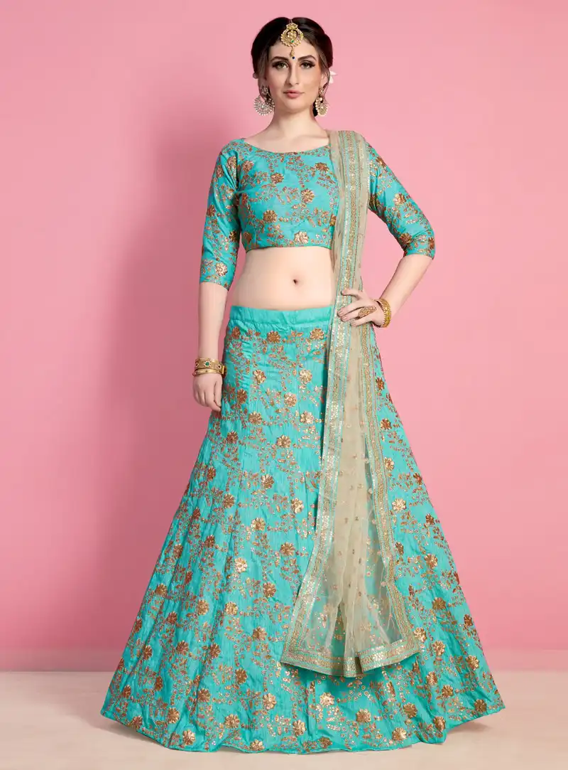Aqua Art Silk Lehenga Choli 135083