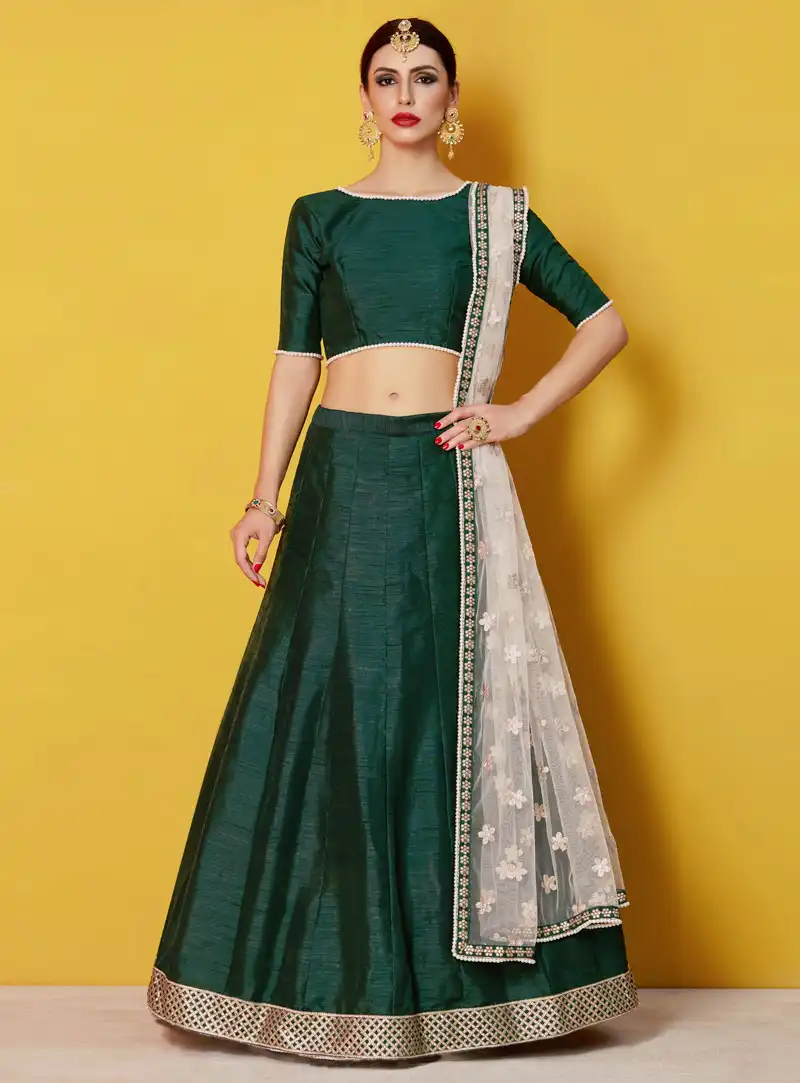 Green Art Silk A Line Lehenga Choli 135062