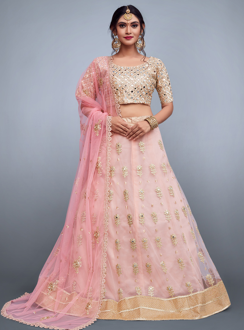 Light Pink Net Lehenga Choli 135075