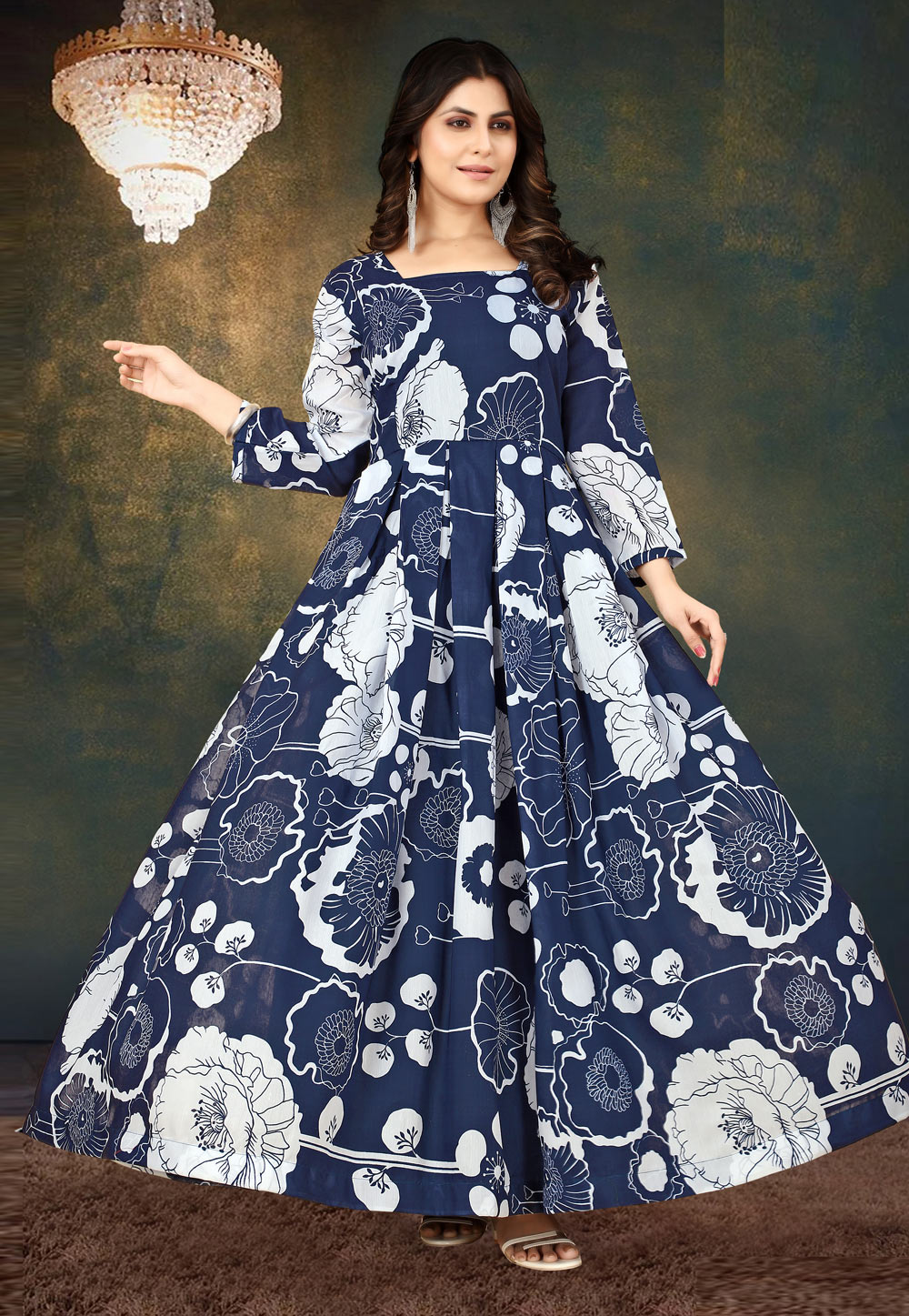 Navy Blue Muslin Gown 268188