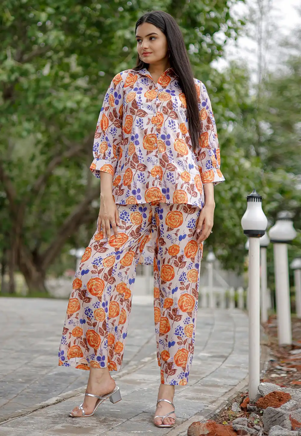 Off White Muslin Printed Co-Ords Set 270745