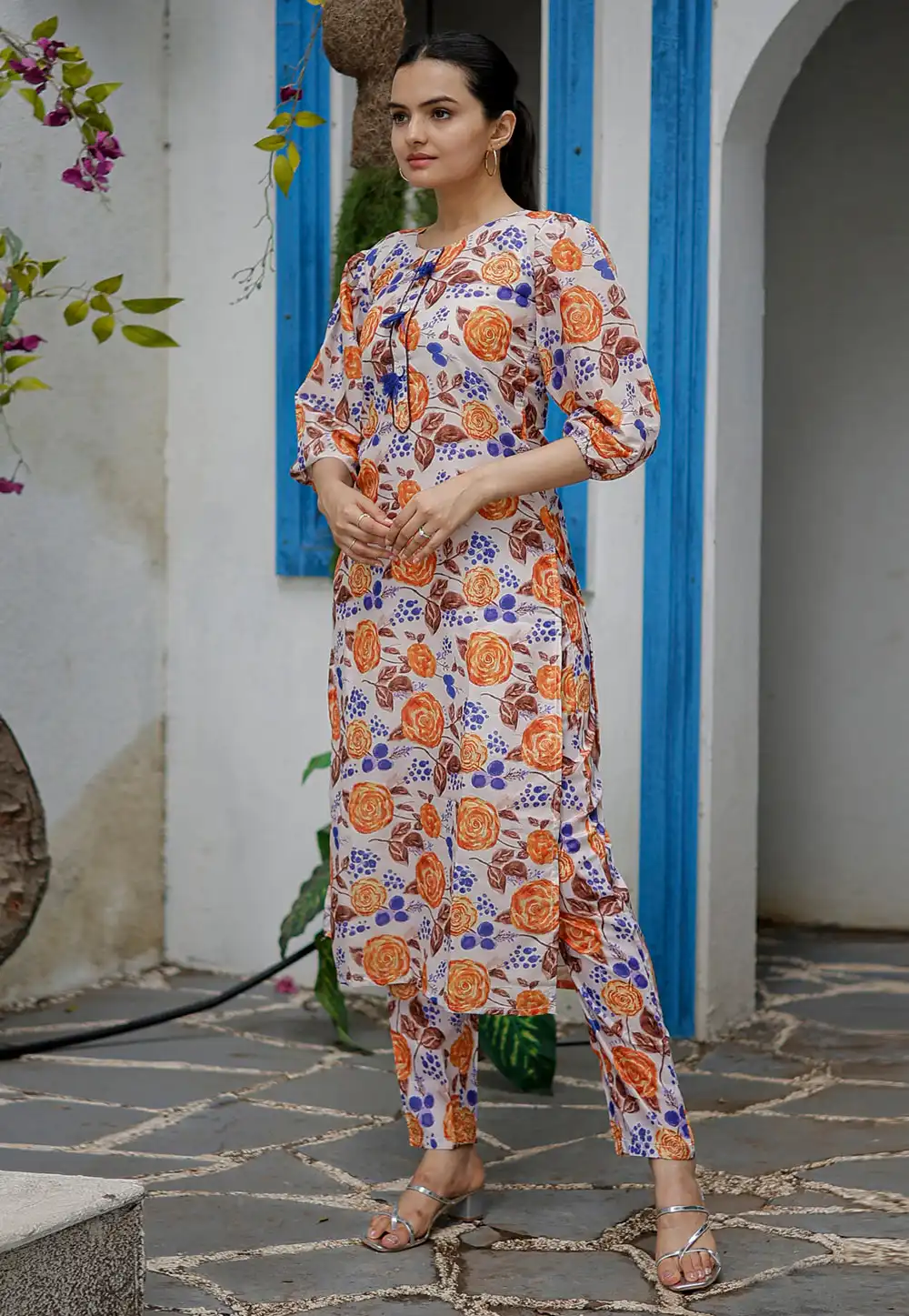 Off White Muslin Kurta Set With Pant 270746