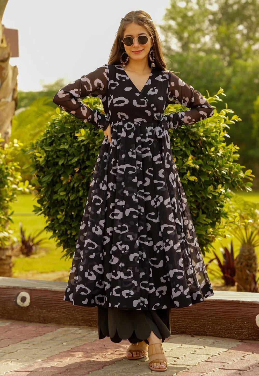 Black Georgette Printed Gown 269354