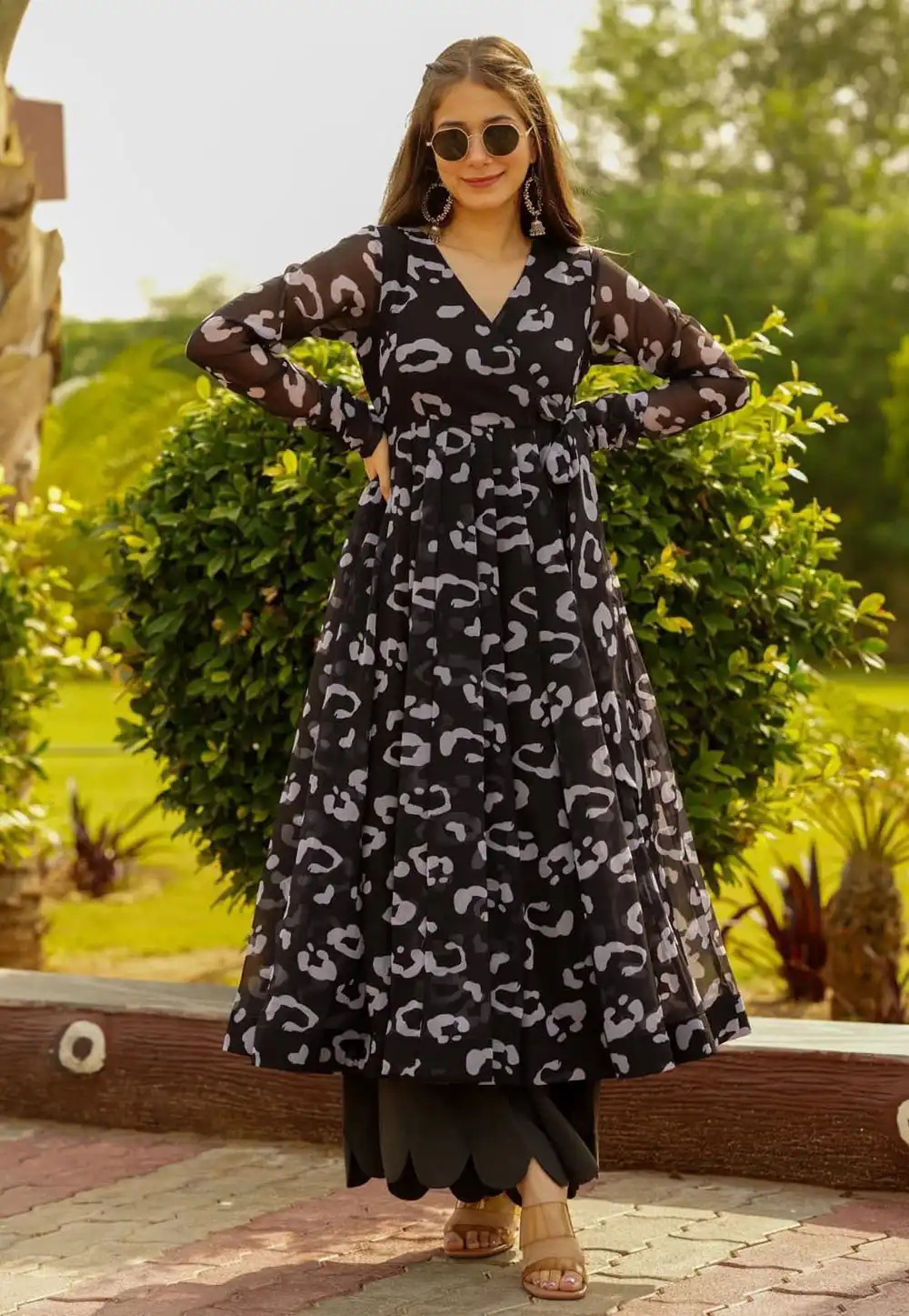 Black Georgette Printed Gown 269354