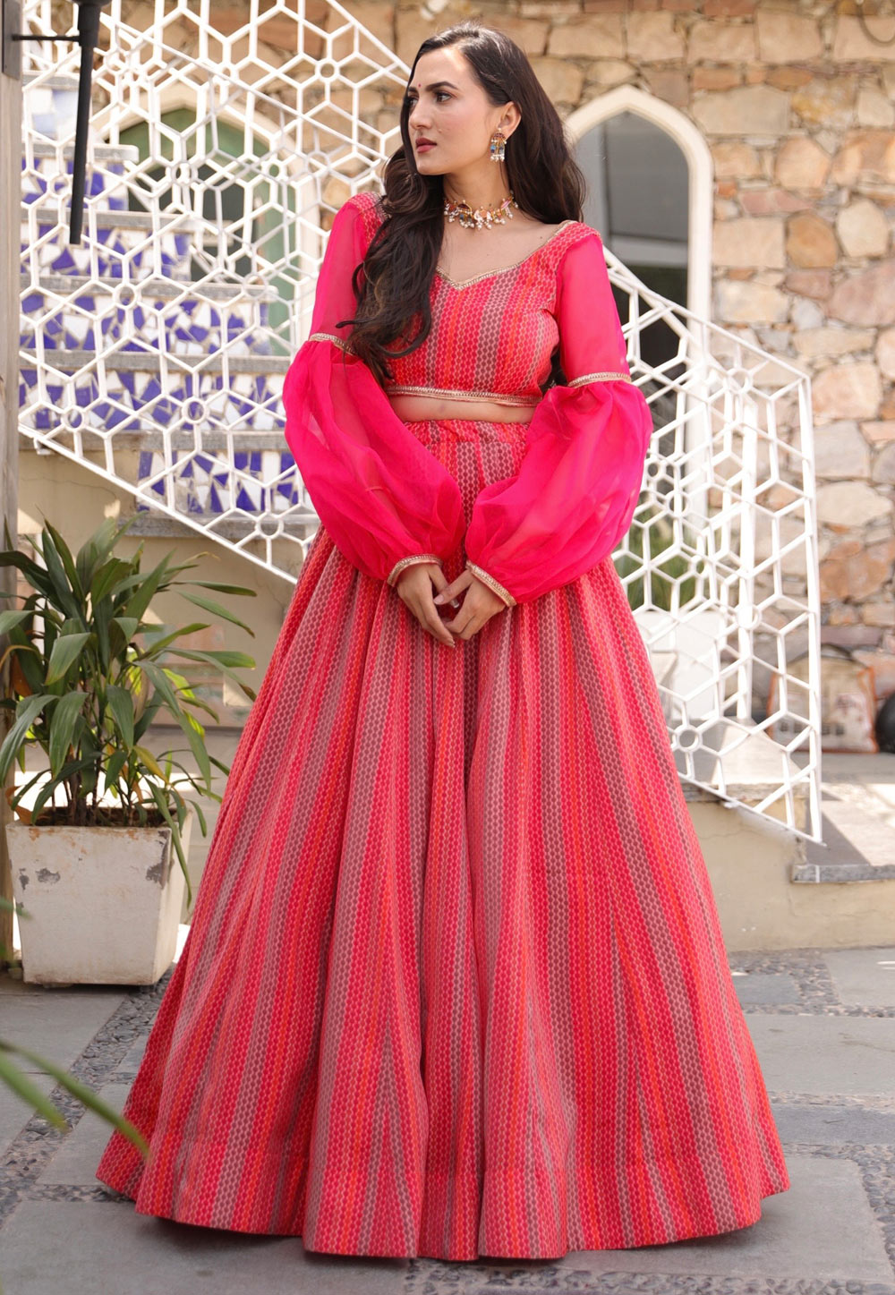 Pink Chanderi Lehenga Choli 233958
