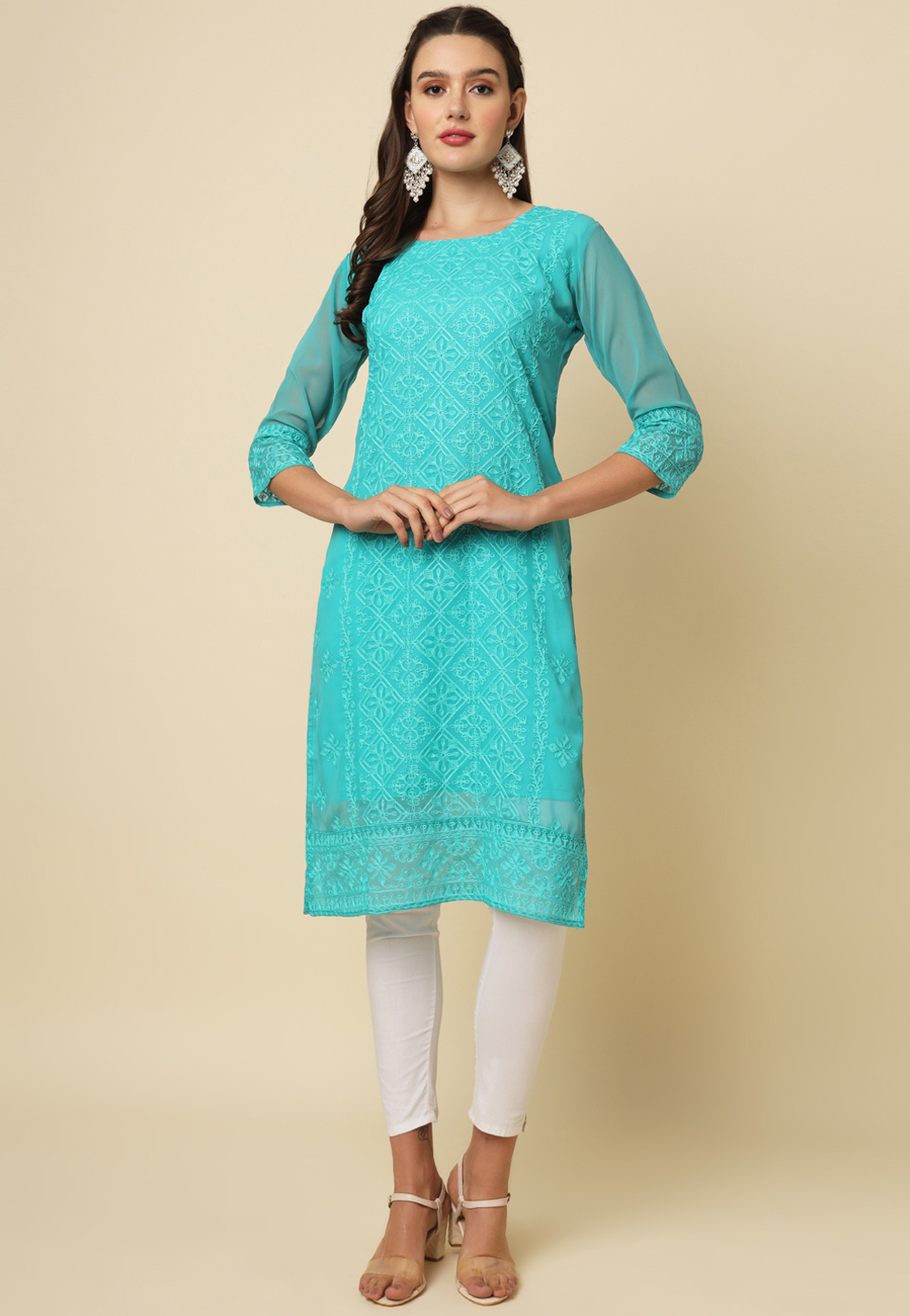 Aqua Georgette Long Kurti 282086