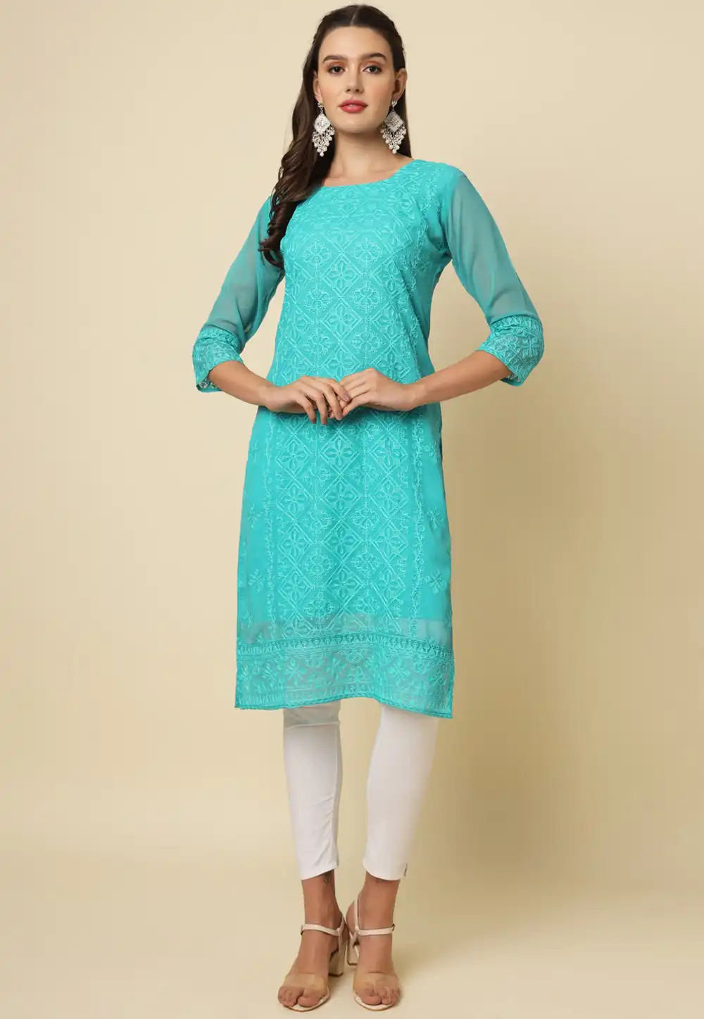 Aqua Georgette Long Kurti 282086