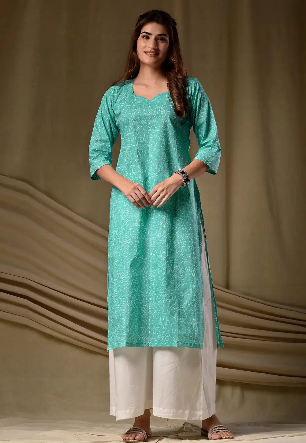 Aqua Rayon Printed Long Kurti 329346