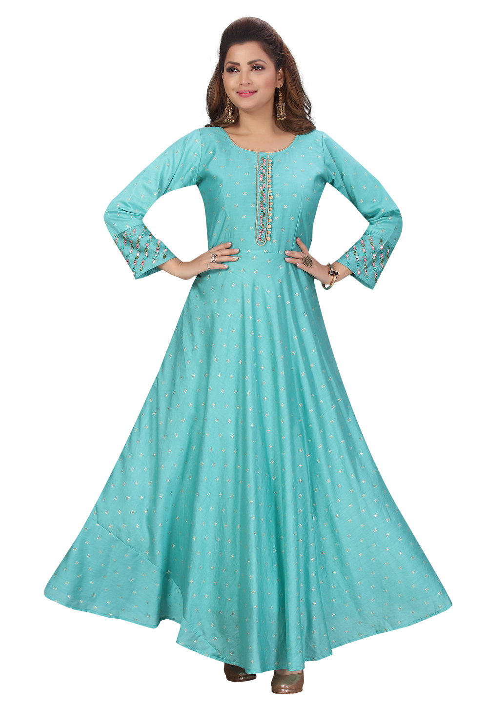 Aqua Chanderi Gown 224409