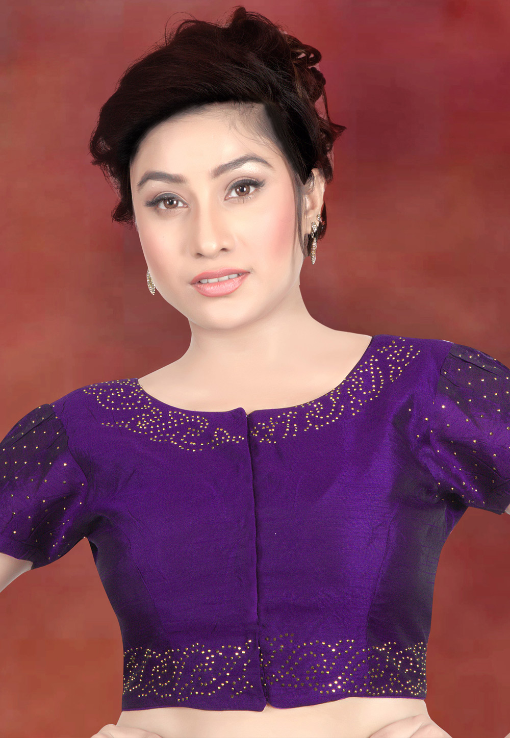 Purple Art Silk Readymade Blouse 172258