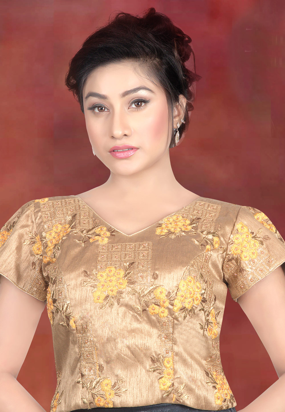 Beige Art Silk Readymade Blouse 172264