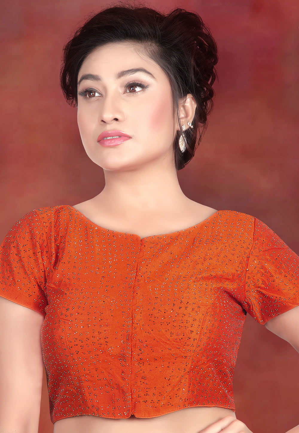 Orange Art Silk Readymade Blouse 172267